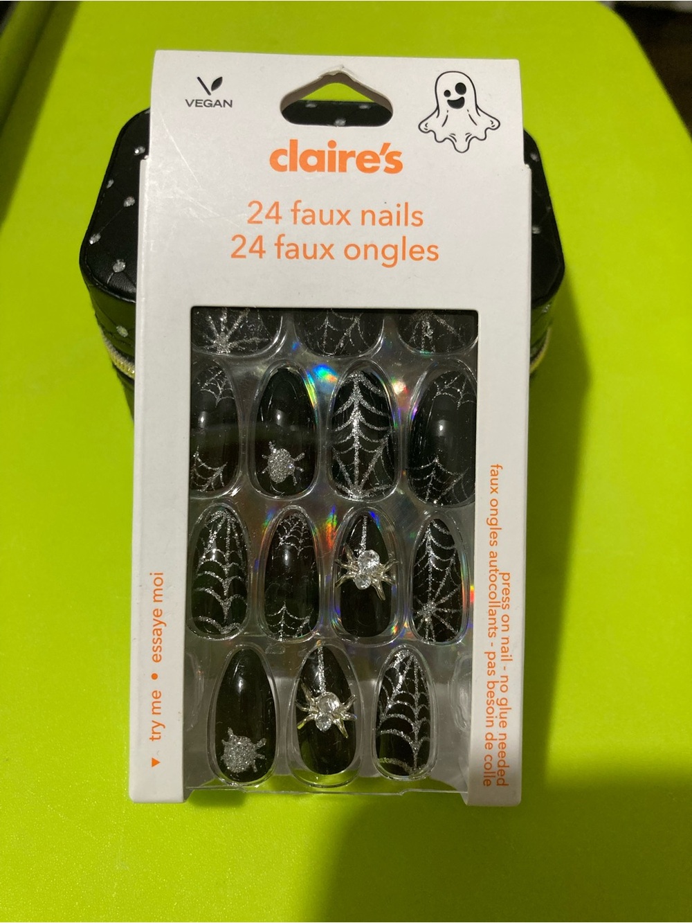 claire's Black and Silver Spiderweb Press-On Nail Set